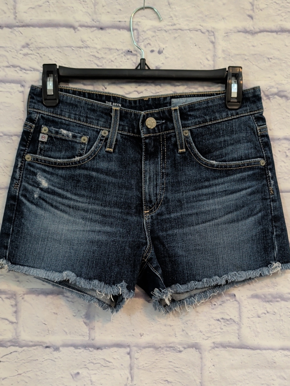 AG "The Bryn" Ex-boyfriend Cutoffs Dark Wash Denim Shorts - Size 24 - Picture 1 of 6